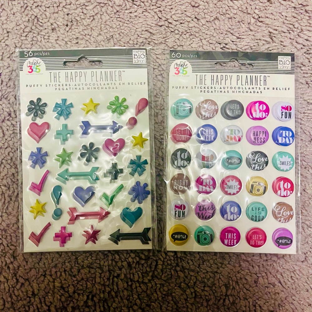 The Happy Planner Puffy Stickers for journals and planners - 2 packages